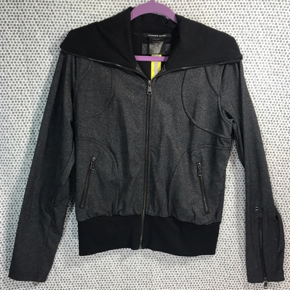 Andrew Marc Heather Gray Zip Up Workout Jacket